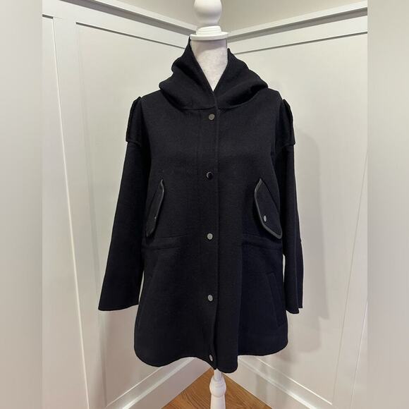 Maje Hooded Wool Blend Coat - Picture 1 of 14